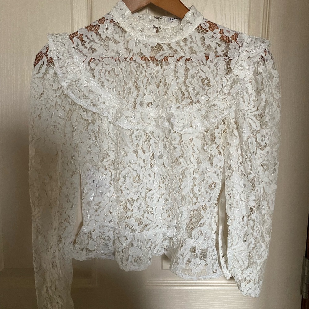 Reformation Romantic Lace Victorian Blouse